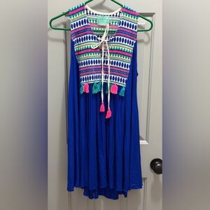 Judith March Boutique Royal Blue Embroidered Tassel Spring/Summer Dress Medium